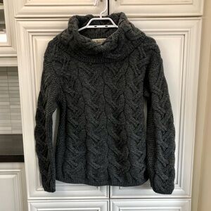 Aran Sweater Market Size XS women’s Irish wool relaxed fit cowl neck sweater
